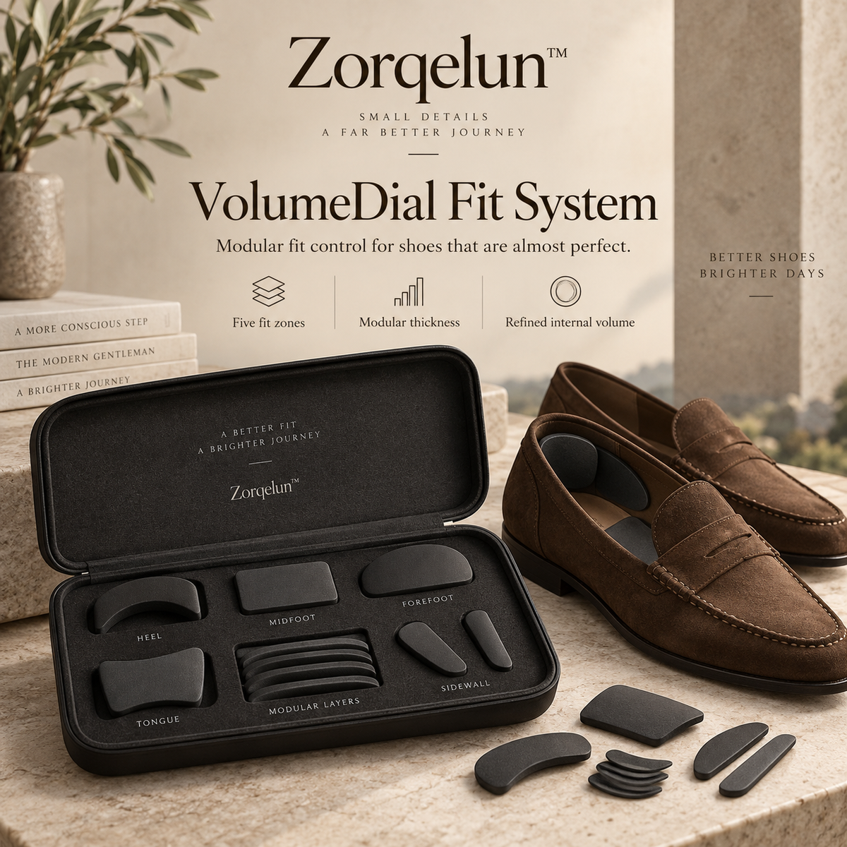 Zorqelun™ VolumeDial Fit System YOUR SHOES ARE THE RIGHT SIZE.