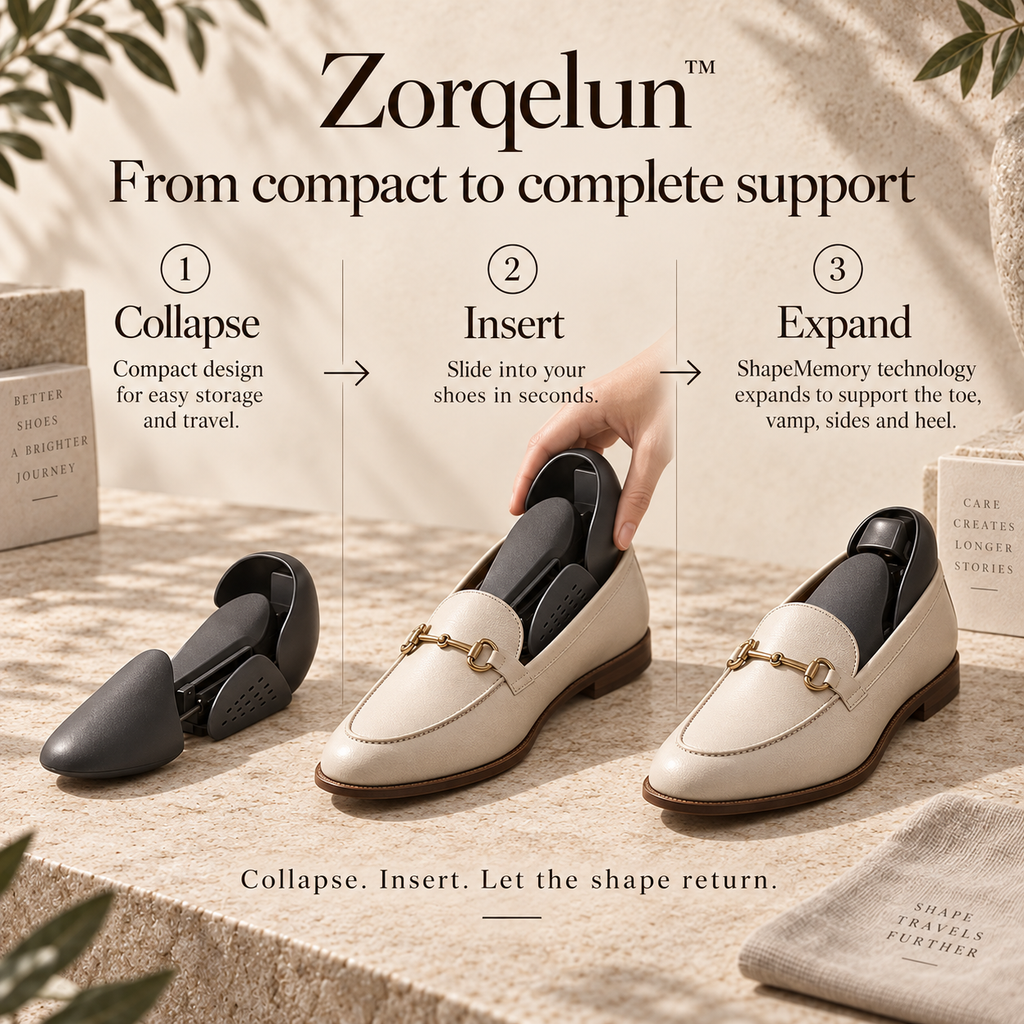 Zorqelun™ ShapeMemory Shoe Form YOUR SHOES WERE DESIGNED IN 3D. STORE THEM THAT WAY.