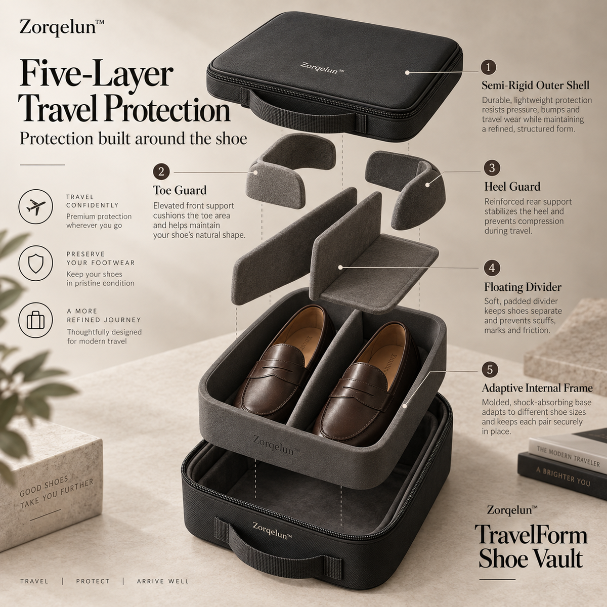 Zorqelun™ TravelForm Shoe Vault